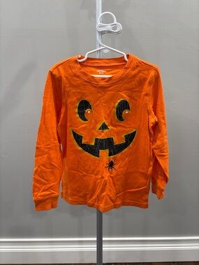 Boys Carter's Orange Long Sleeve Jack-O'-Lantern Tee, size 6